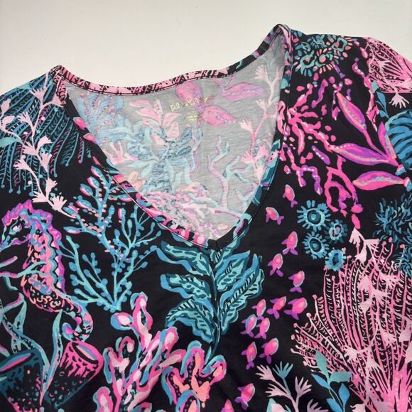 Lilly‎ Pulitzer Etta Dress Long Sleeve Onyx Twilight Coral Size  Small - Picture 2 of 11